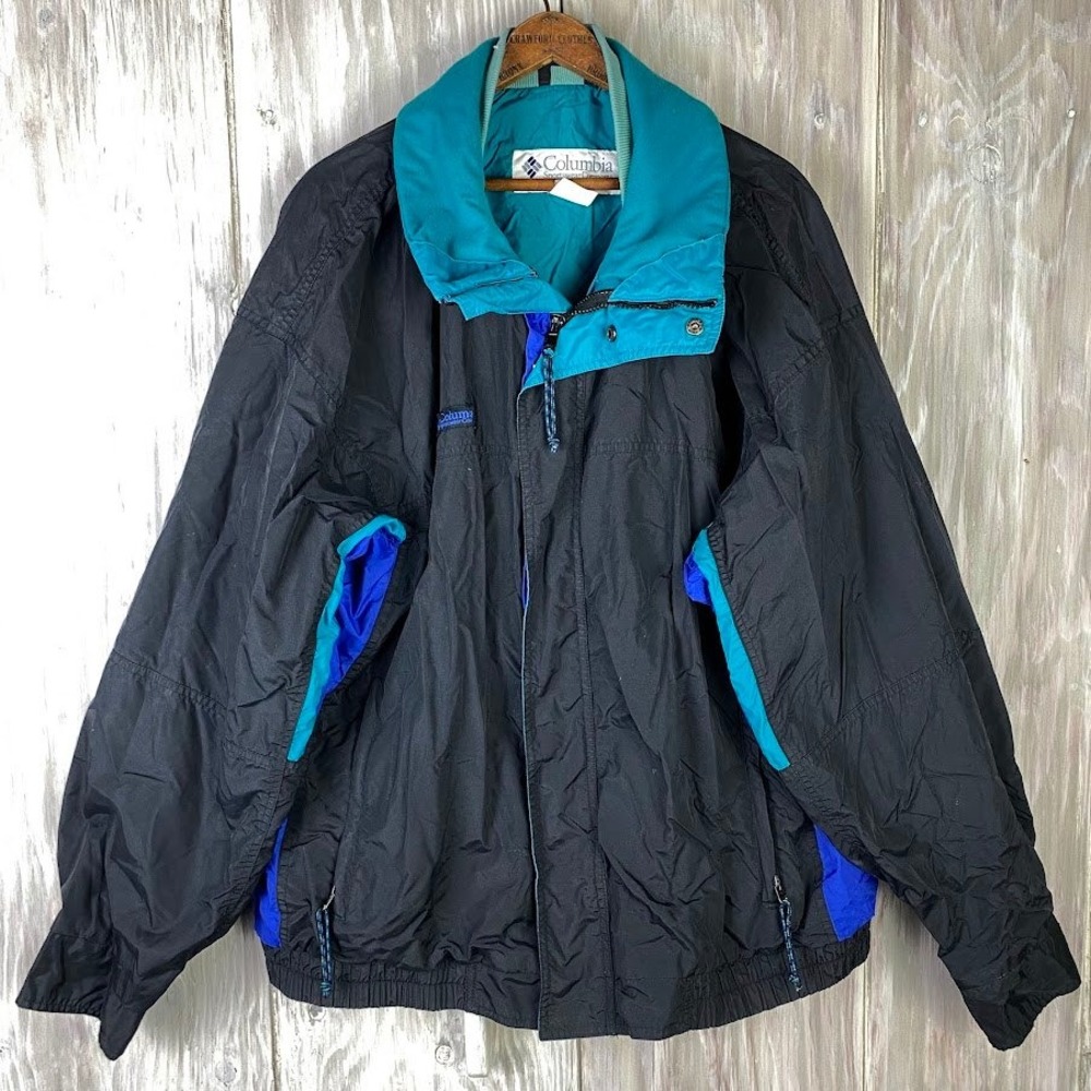 Vintage Columbia Men's Bugaboo Black,Purple and Teal Jacket Size L‎ Shell *READ